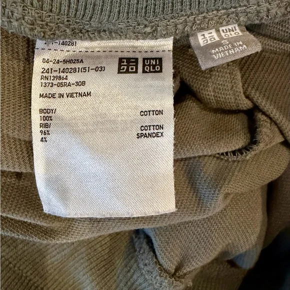 Uniqlo 100% Cotton Sage Olive Green Women's Jogger Pants Size Small Relaxed Fit - Picture 13 of 13